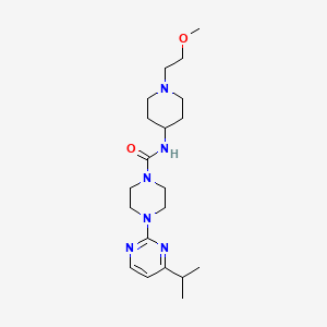 molecular formula C20H34N6O2 B7373750 N-[1-(2-methoxyethyl)piperidin-4-yl]-4-(4-propan-2-ylpyrimidin-2-yl)piperazine-1-carboxamide 