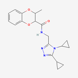 molecular formula C19H22N4O3 B7373768 N-[(4,5-dicyclopropyl-1,2,4-triazol-3-yl)methyl]-2-methyl-2,3-dihydro-1,4-benzodioxine-3-carboxamide 