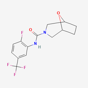 molecular formula C14H14F4N2O2 B7373790 N-[2-fluoro-5-(trifluoromethyl)phenyl]-8-oxa-3-azabicyclo[3.2.1]octane-3-carboxamide 