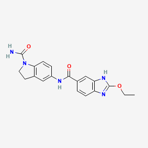 molecular formula C19H19N5O3 B7373925 N-(1-carbamoyl-2,3-dihydroindol-5-yl)-2-ethoxy-3H-benzimidazole-5-carboxamide 