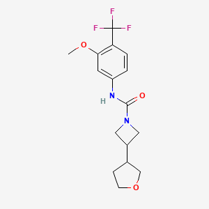 molecular formula C16H19F3N2O3 B7373953 N-[3-methoxy-4-(trifluoromethyl)phenyl]-3-(oxolan-3-yl)azetidine-1-carboxamide 
