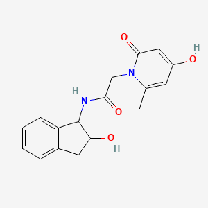 molecular formula C17H18N2O4 B7373954 N-(2-hydroxy-2,3-dihydro-1H-inden-1-yl)-2-(4-hydroxy-2-methyl-6-oxopyridin-1-yl)acetamide 