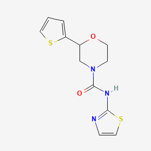 molecular formula C12H13N3O2S2 B7374016 N-(1,3-thiazol-2-yl)-2-thiophen-2-ylmorpholine-4-carboxamide 