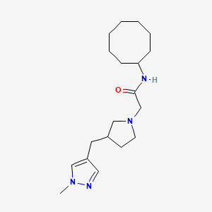 molecular formula C19H32N4O B7374023 N-cyclooctyl-2-[3-[(1-methylpyrazol-4-yl)methyl]pyrrolidin-1-yl]acetamide 