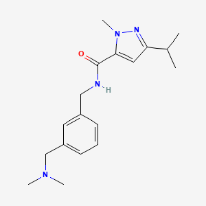 molecular formula C18H26N4O B7374032 N-[[3-[(dimethylamino)methyl]phenyl]methyl]-2-methyl-5-propan-2-ylpyrazole-3-carboxamide 