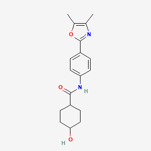 molecular formula C18H22N2O3 B7374056 N-[4-(4,5-dimethyl-1,3-oxazol-2-yl)phenyl]-4-hydroxycyclohexane-1-carboxamide 