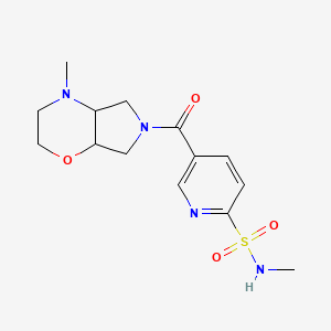 molecular formula C14H20N4O4S B7374082 N-methyl-5-(4-methyl-2,3,4a,5,7,7a-hexahydropyrrolo[3,4-b][1,4]oxazine-6-carbonyl)pyridine-2-sulfonamide 