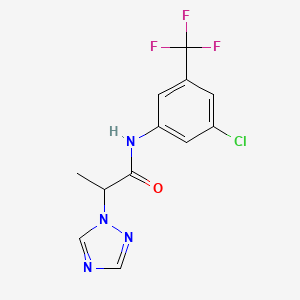 molecular formula C12H10ClF3N4O B7374110 N-[3-chloro-5-(trifluoromethyl)phenyl]-2-(1,2,4-triazol-1-yl)propanamide 