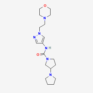 molecular formula C18H30N6O2 B7374130 N-[1-(2-morpholin-4-ylethyl)pyrazol-4-yl]-3-pyrrolidin-1-ylpyrrolidine-1-carboxamide 