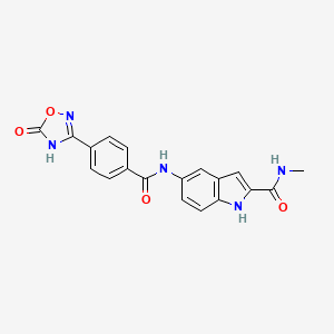 molecular formula C19H15N5O4 B7374198 N-methyl-5-[[4-(5-oxo-4H-1,2,4-oxadiazol-3-yl)benzoyl]amino]-1H-indole-2-carboxamide 
