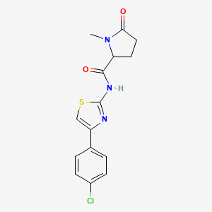 molecular formula C15H14ClN3O2S B7374236 N-[4-(4-chlorophenyl)-1,3-thiazol-2-yl]-1-methyl-5-oxopyrrolidine-2-carboxamide 