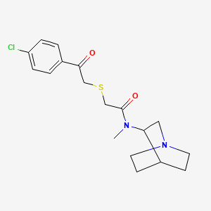 molecular formula C18H23ClN2O2S B7374252 N-(1-azabicyclo[2.2.2]octan-3-yl)-2-[2-(4-chlorophenyl)-2-oxoethyl]sulfanyl-N-methylacetamide 