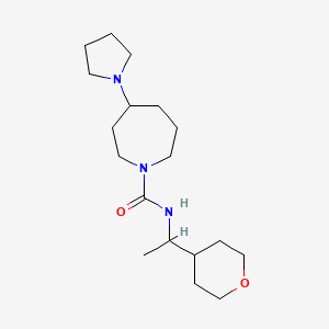 molecular formula C18H33N3O2 B7374301 N-[1-(oxan-4-yl)ethyl]-4-pyrrolidin-1-ylazepane-1-carboxamide 