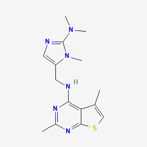molecular formula C15H20N6S B7374311 N-[[2-(dimethylamino)-3-methylimidazol-4-yl]methyl]-2,5-dimethylthieno[2,3-d]pyrimidin-4-amine 