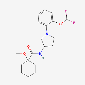 molecular formula C19H26F2N2O3 B7374322 N-[1-[2-(difluoromethoxy)phenyl]pyrrolidin-3-yl]-1-methoxycyclohexane-1-carboxamide 