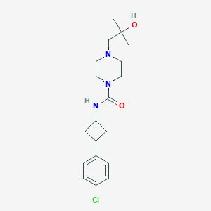 molecular formula C19H28ClN3O2 B7374345 N-[3-(4-chlorophenyl)cyclobutyl]-4-(2-hydroxy-2-methylpropyl)piperazine-1-carboxamide 