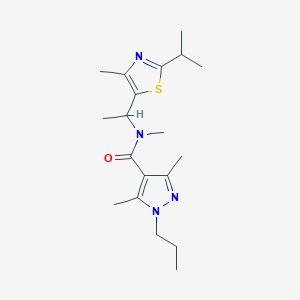 molecular formula C19H30N4OS B7374358 N,3,5-trimethyl-N-[1-(4-methyl-2-propan-2-yl-1,3-thiazol-5-yl)ethyl]-1-propylpyrazole-4-carboxamide 