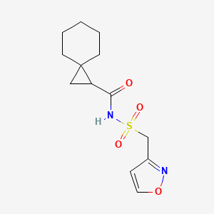 molecular formula C13H18N2O4S B7374470 N-(1,2-oxazol-3-ylmethylsulfonyl)spiro[2.5]octane-2-carboxamide 