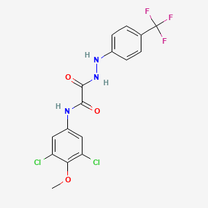 molecular formula C16H12Cl2F3N3O3 B7374491 N-(3,5-dichloro-4-methoxyphenyl)-2-oxo-2-[2-[4-(trifluoromethyl)phenyl]hydrazinyl]acetamide 