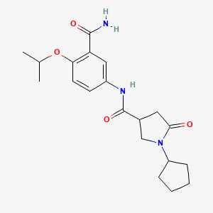 molecular formula C20H27N3O4 B7374529 N-(3-carbamoyl-4-propan-2-yloxyphenyl)-1-cyclopentyl-5-oxopyrrolidine-3-carboxamide 