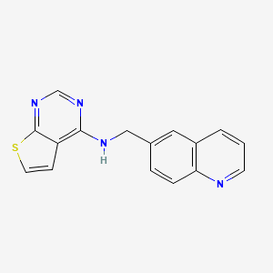 molecular formula C16H12N4S B7374618 N-(quinolin-6-ylmethyl)thieno[2,3-d]pyrimidin-4-amine 