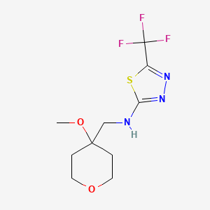 molecular formula C10H14F3N3O2S B7374719 N-[(4-methoxyoxan-4-yl)methyl]-5-(trifluoromethyl)-1,3,4-thiadiazol-2-amine 