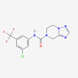 molecular formula C13H11ClF3N5O B7374723 N-[3-chloro-5-(trifluoromethyl)phenyl]-6,8-dihydro-5H-[1,2,4]triazolo[1,5-a]pyrazine-7-carboxamide 