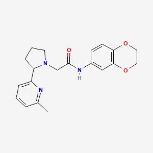 molecular formula C20H23N3O3 B7374827 N-(2,3-dihydro-1,4-benzodioxin-6-yl)-2-[2-(6-methylpyridin-2-yl)pyrrolidin-1-yl]acetamide 