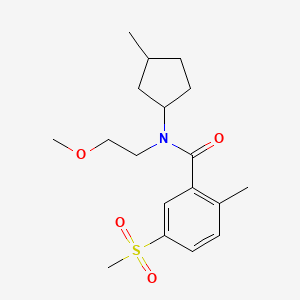 molecular formula C18H27NO4S B7374863 N-(2-methoxyethyl)-2-methyl-N-(3-methylcyclopentyl)-5-methylsulfonylbenzamide 