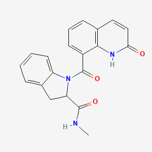 molecular formula C20H17N3O3 B7374978 N-methyl-1-(2-oxo-1H-quinoline-8-carbonyl)-2,3-dihydroindole-2-carboxamide 