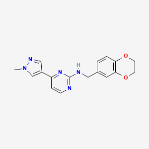 molecular formula C17H17N5O2 B7375235 N-(2,3-dihydro-1,4-benzodioxin-6-ylmethyl)-4-(1-methylpyrazol-4-yl)pyrimidin-2-amine 