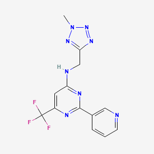 molecular formula C13H11F3N8 B7375398 N-[(2-methyltetrazol-5-yl)methyl]-2-pyridin-3-yl-6-(trifluoromethyl)pyrimidin-4-amine 