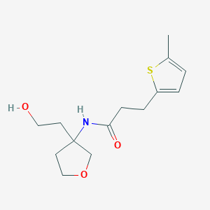 molecular formula C14H21NO3S B7375492 N-[3-(2-hydroxyethyl)oxolan-3-yl]-3-(5-methylthiophen-2-yl)propanamide 
