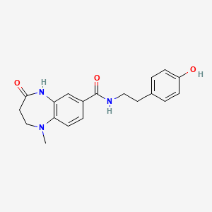 molecular formula C19H21N3O3 B7375518 N-[2-(4-hydroxyphenyl)ethyl]-1-methyl-4-oxo-3,5-dihydro-2H-1,5-benzodiazepine-7-carboxamide 