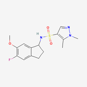 molecular formula C15H18FN3O3S B7375628 N-(5-fluoro-6-methoxy-2,3-dihydro-1H-inden-1-yl)-1,5-dimethylpyrazole-4-sulfonamide 