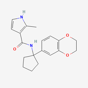 molecular formula C19H22N2O3 B7375668 N-[1-(2,3-dihydro-1,4-benzodioxin-6-yl)cyclopentyl]-2-methyl-1H-pyrrole-3-carboxamide 