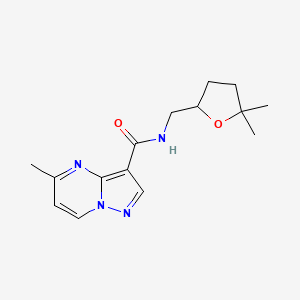 molecular formula C15H20N4O2 B7375687 N-[(5,5-dimethyloxolan-2-yl)methyl]-5-methylpyrazolo[1,5-a]pyrimidine-3-carboxamide 