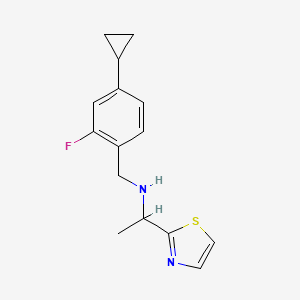 molecular formula C15H17FN2S B7375719 N-[(4-cyclopropyl-2-fluorophenyl)methyl]-1-(1,3-thiazol-2-yl)ethanamine 