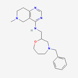 molecular formula C21H29N5O B7375821 N-[(4-benzyl-1,4-oxazepan-2-yl)methyl]-6-methyl-7,8-dihydro-5H-pyrido[4,3-d]pyrimidin-4-amine 