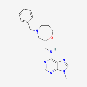 molecular formula C19H24N6O B7375833 N-[(4-benzyl-1,4-oxazepan-2-yl)methyl]-9-methylpurin-6-amine 