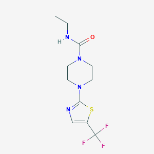 molecular formula C11H15F3N4OS B7375854 N-ethyl-4-[5-(trifluoromethyl)-1,3-thiazol-2-yl]piperazine-1-carboxamide 