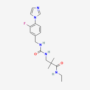 molecular formula C18H24FN5O2 B7375875 N-ethyl-3-[(3-fluoro-4-imidazol-1-ylphenyl)methylcarbamoylamino]-2,2-dimethylpropanamide 