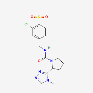 molecular formula C16H20ClN5O3S B7375879 N-[(3-chloro-4-methylsulfonylphenyl)methyl]-2-(4-methyl-1,2,4-triazol-3-yl)pyrrolidine-1-carboxamide 