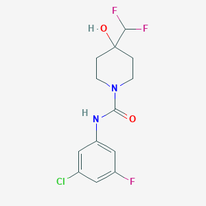 molecular formula C13H14ClF3N2O2 B7375906 N-(3-chloro-5-fluorophenyl)-4-(difluoromethyl)-4-hydroxypiperidine-1-carboxamide 