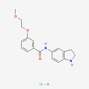 molecular formula C18H21ClN2O3 B7375926 N-(2,3-dihydro-1H-indol-5-yl)-3-(2-methoxyethoxy)benzamide;hydrochloride 