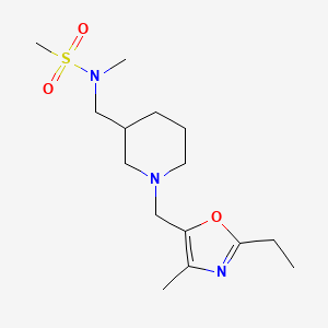 molecular formula C15H27N3O3S B7375934 N-[[1-[(2-ethyl-4-methyl-1,3-oxazol-5-yl)methyl]piperidin-3-yl]methyl]-N-methylmethanesulfonamide 