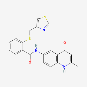 molecular formula C21H17N3O2S2 B7376091 N-(2-methyl-4-oxo-1H-quinolin-6-yl)-2-(1,3-thiazol-4-ylmethylsulfanyl)benzamide 