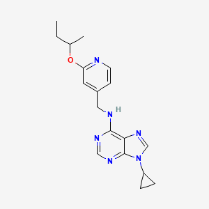 molecular formula C18H22N6O B7376132 N-[(2-butan-2-yloxypyridin-4-yl)methyl]-9-cyclopropylpurin-6-amine 