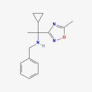 molecular formula C15H19N3O B7376405 N-benzyl-1-cyclopropyl-1-(5-methyl-1,2,4-oxadiazol-3-yl)ethanamine 