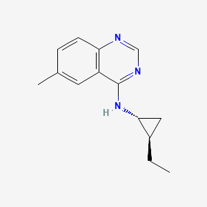 molecular formula C14H17N3 B7376599 N-[(1R,2R)-2-ethylcyclopropyl]-6-methylquinazolin-4-amine 